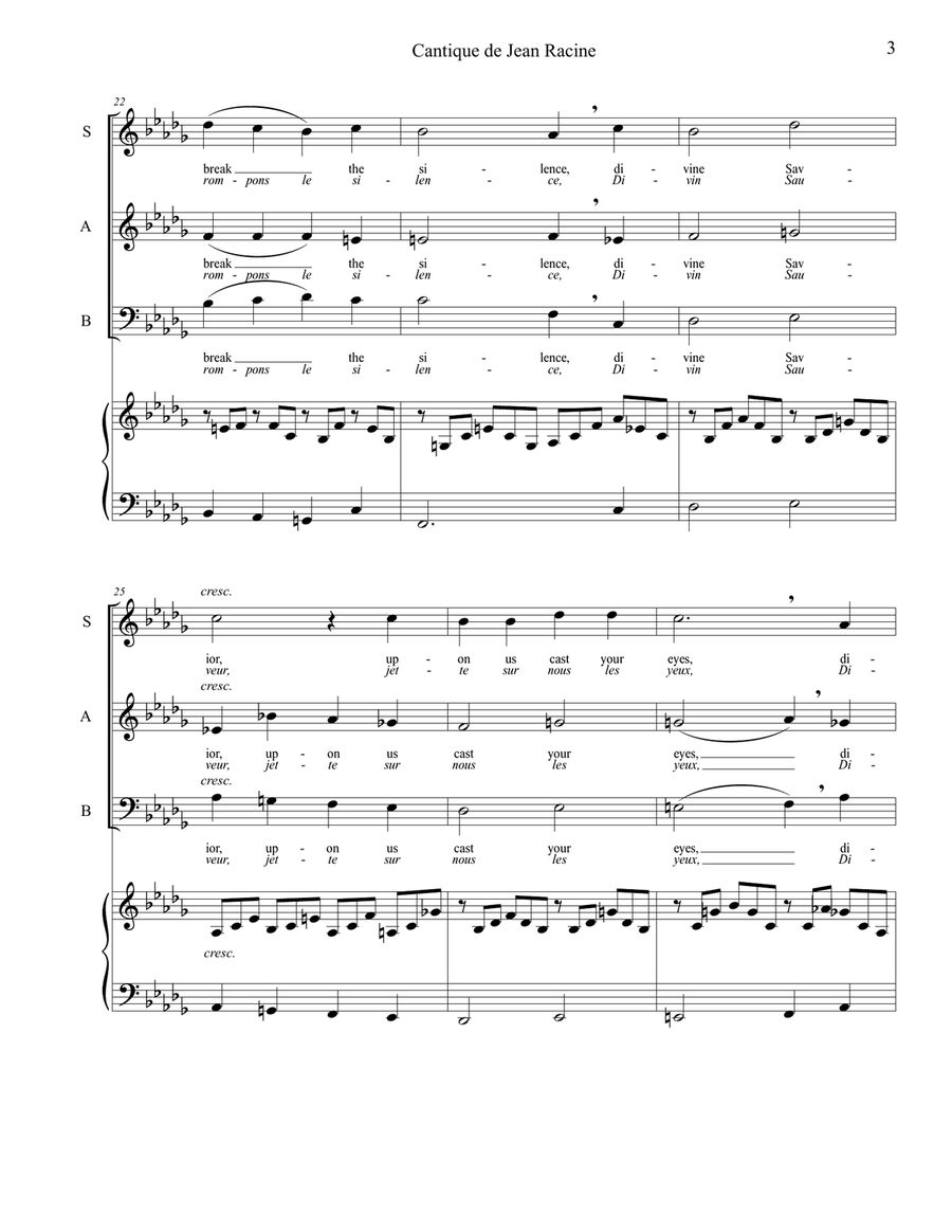 Cantique de Jean Racine (SAB) 3-Part scores gallery preview page 3