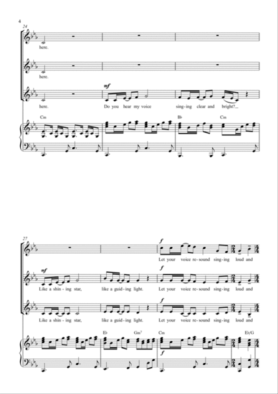 Do You Hear My Voice? SSA+men SSA scores gallery preview page 4