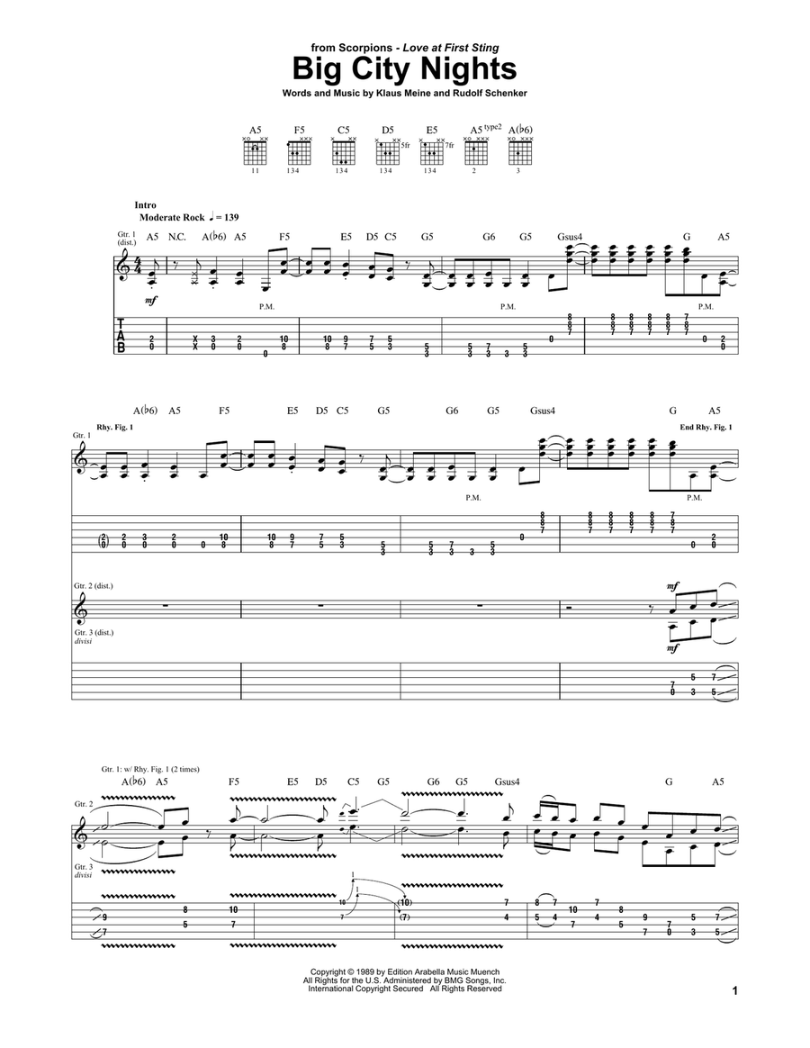 Big City Nights Acoustic Guitar scores gallery preview page 1