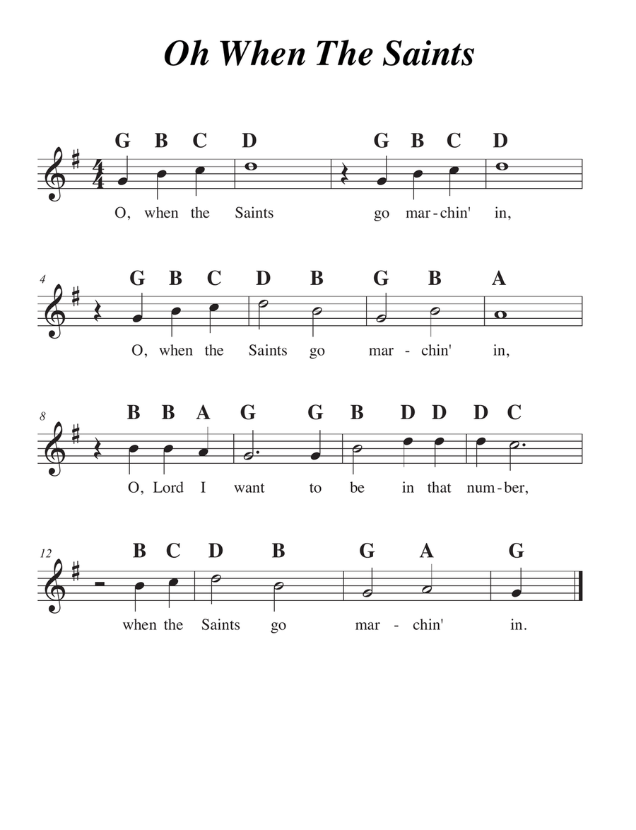 Oh When The Saints - Easy Recorder scores gallery preview page 1