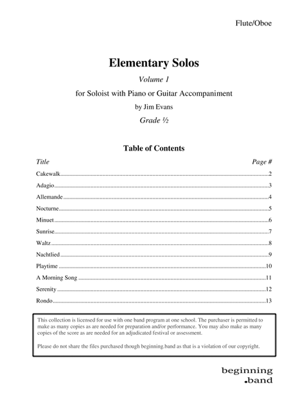 Elementary Solos, Volume 1, for Flute/Oboe image number null