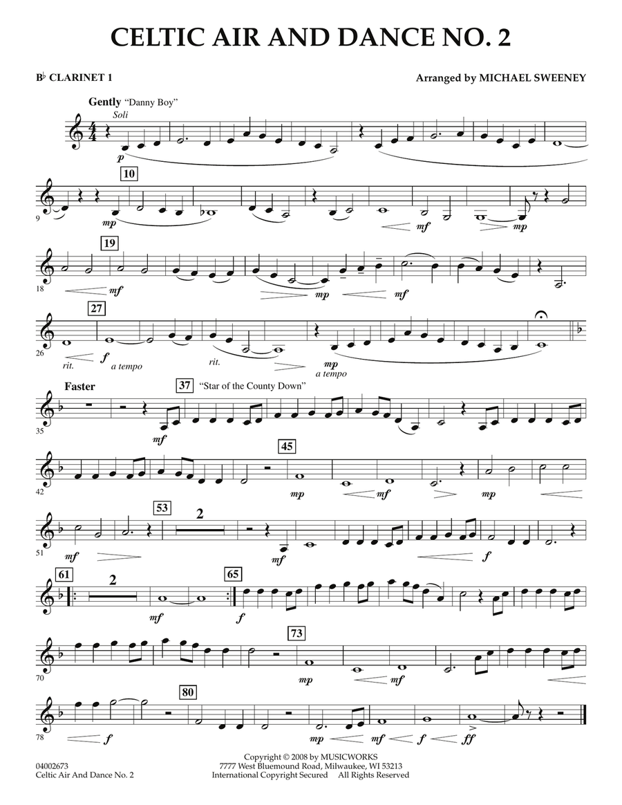 Celtic Air and Dance No. 2 - Bb Clarinet 1 Concert Band scores gallery preview page 1