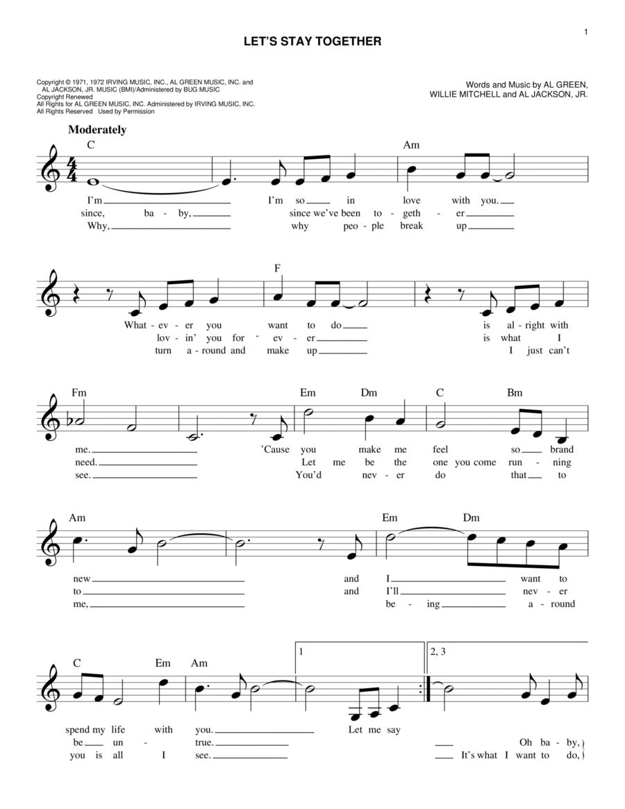 Let's Stay Together Piano scores gallery preview page 1
