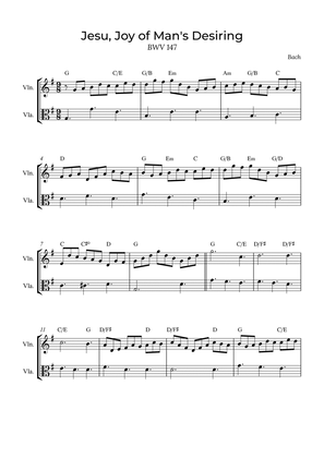 Jesu, Joy of Man's Desiring - Violin and Viola with chords