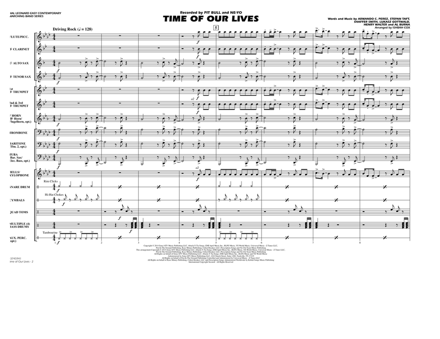 Time of Our Lives - Conductor Score (Full Score) Marching Band scores gallery preview page 2