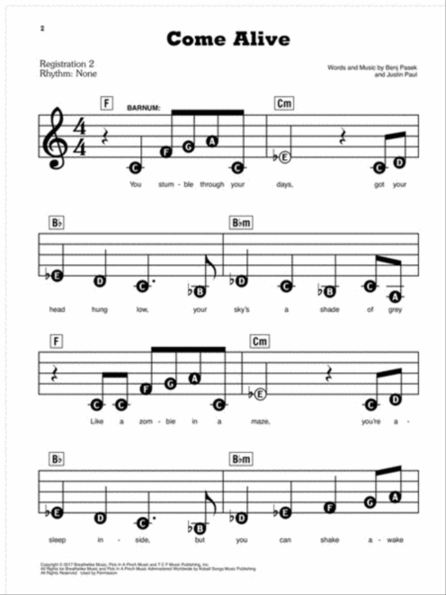 The Greatest Showman Electronic Keyboard scores gallery preview page 3