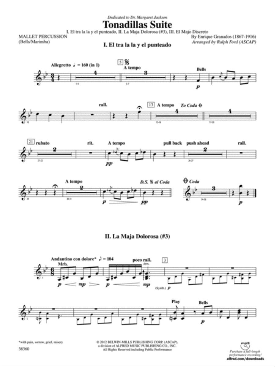Tonadillas Suite: Mallets Concert Band scores gallery preview page 1