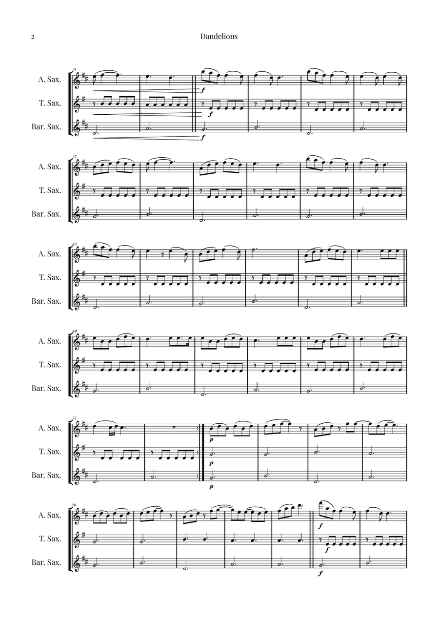 Dandelions Woodwind Trio scores gallery preview page 2