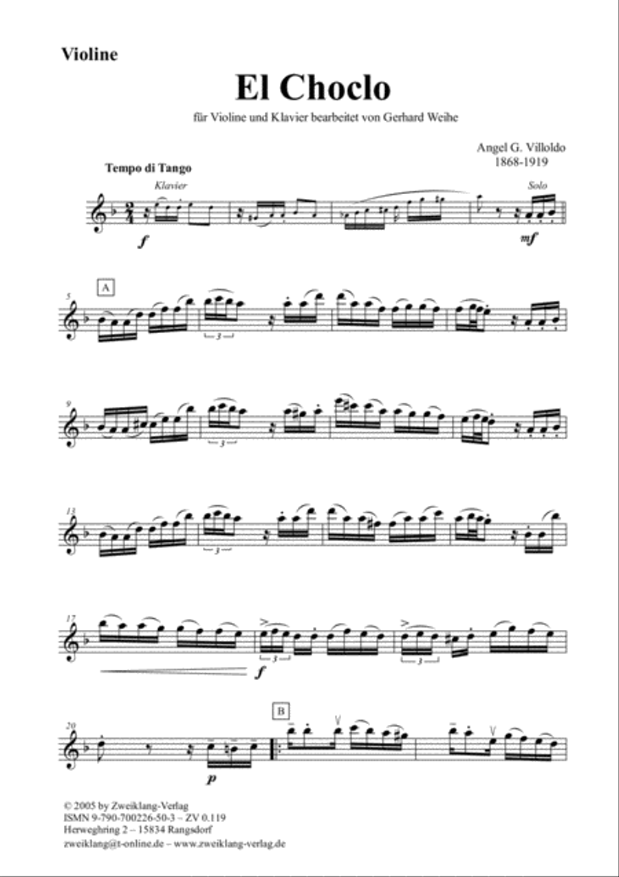 El choclo Violin Solo scores gallery preview page 2