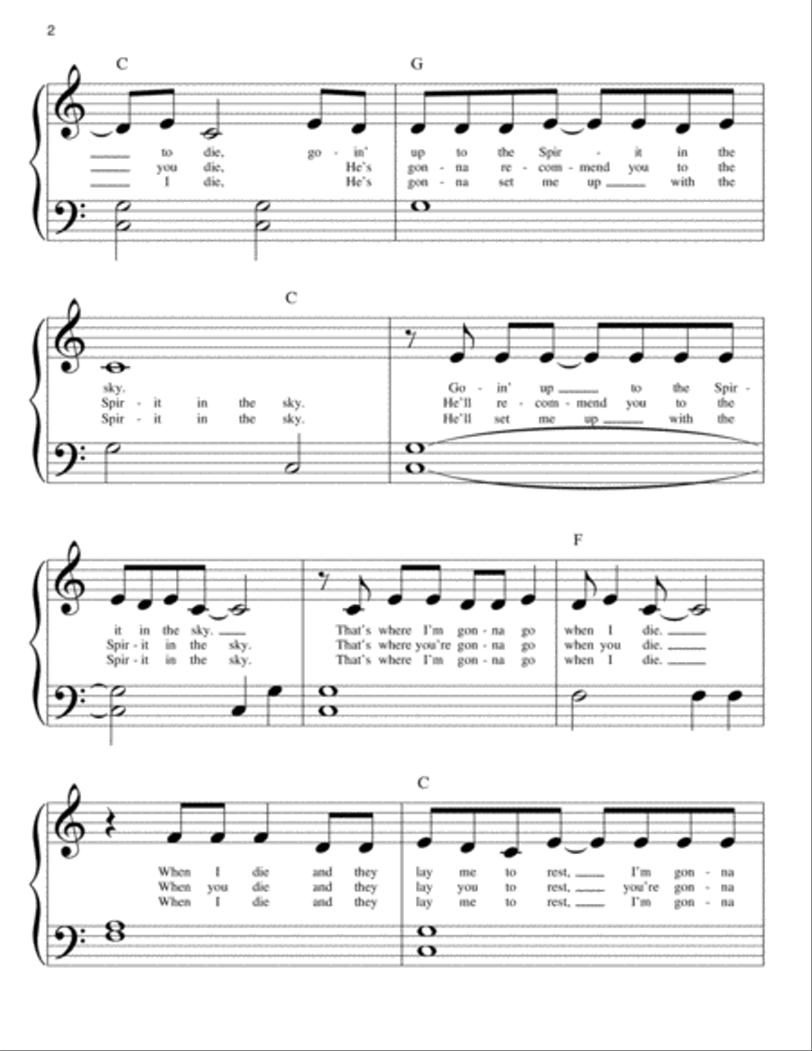 Spirit In The Sky Spirit In The Sky Easy Piano scores gallery preview page 2