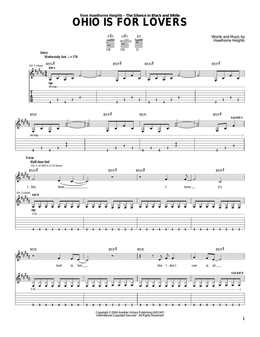 Ohio Is For Lovers Acoustic Guitar scores gallery preview page 1