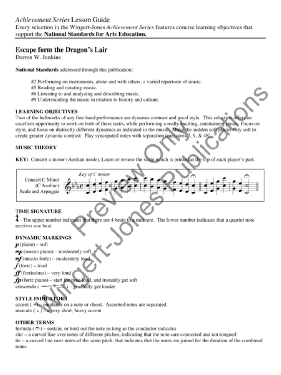 Escape from the Dragons Lair Concert Band scores gallery preview page 4