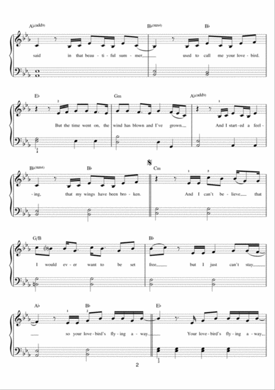 Lovebird Easy Piano scores gallery preview page 2