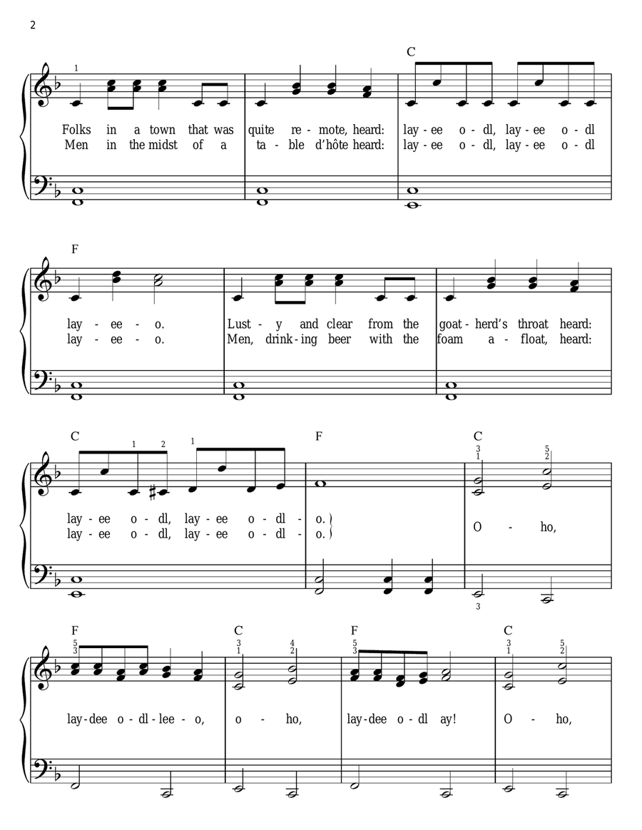 The Lonely Goatherd (from The Sound of Music) Easy Piano scores gallery preview page 2