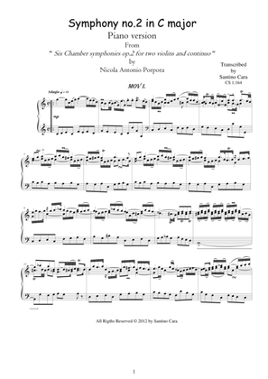 Book cover for Porpora NA - Symphony no.2 in C - Complete Piano version