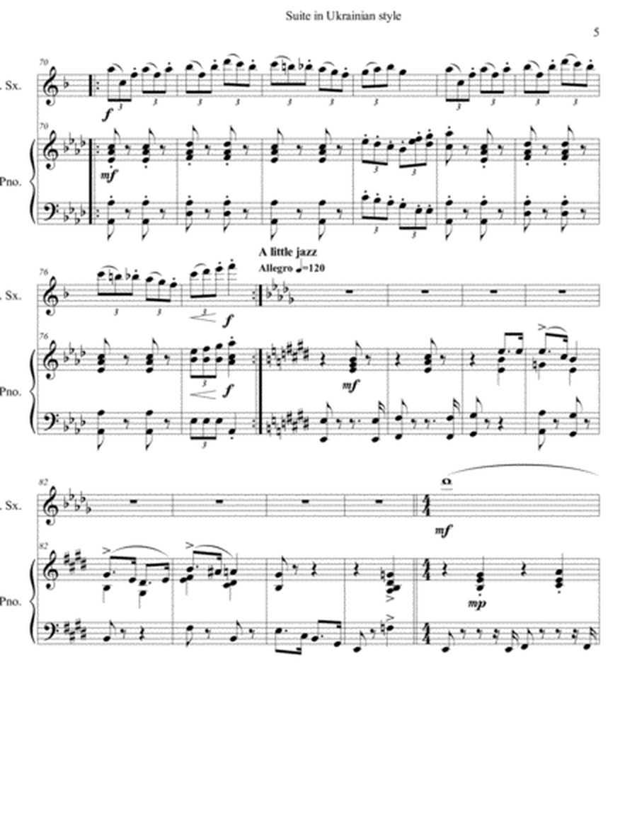 Suite in Ukrainian style,for saxo-alto and piano image number null