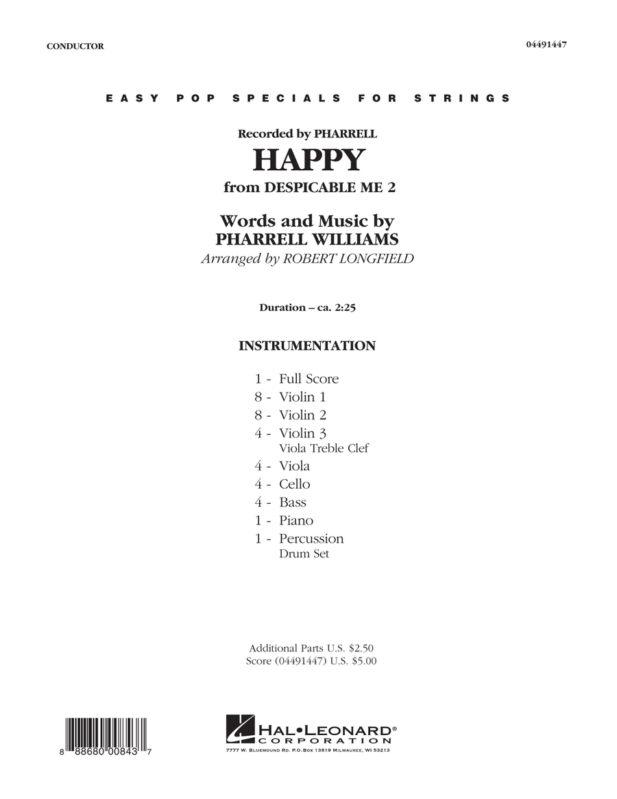 Happy (from Despicable Me 2) - Conductor Score (Full Score) Orchestra scores gallery preview page 1
