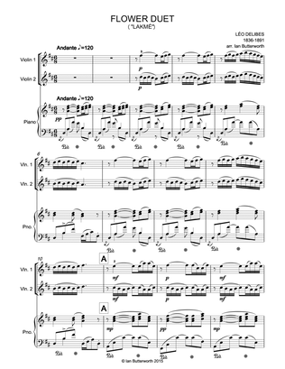 DELIBES Flower Duet (Lakmé) for 2 violins & piano