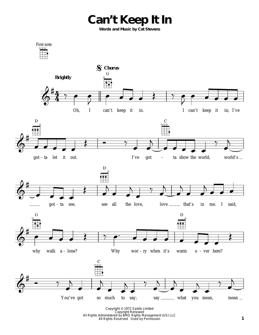 Can't Keep It In Can't Keep It In Ukulele scores gallery preview page 1