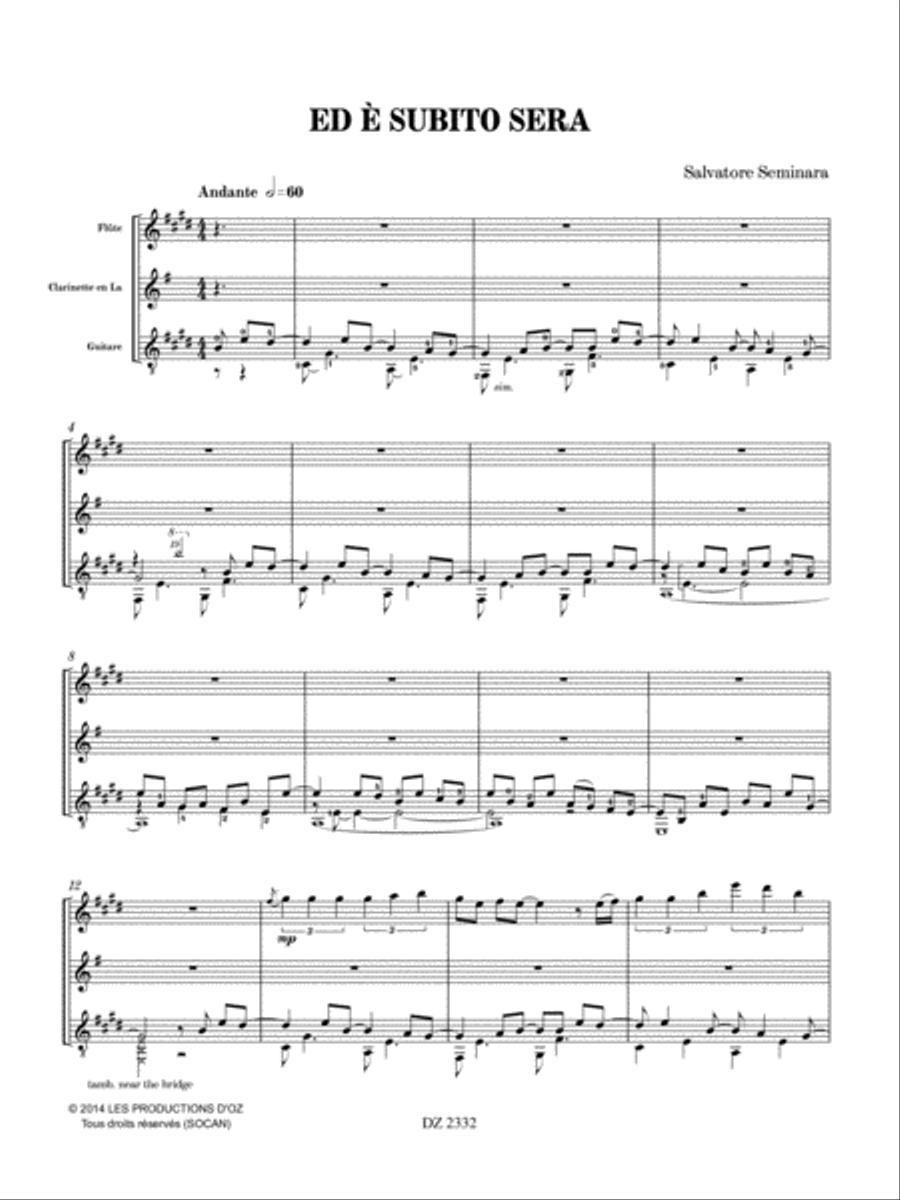 Ed è subito sera Clarinet scores gallery preview page 2