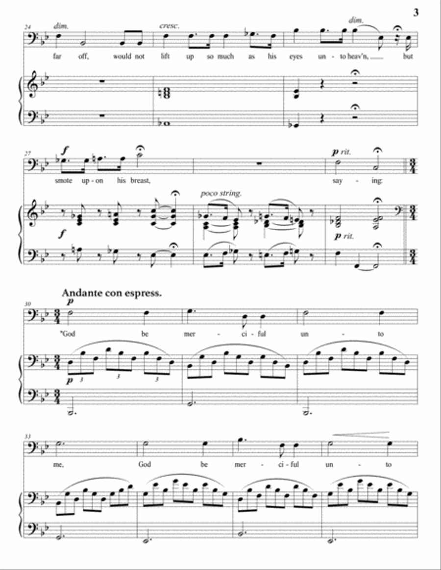 VAN DE WATER: The Publican (transposed to B-flat major, bass clef) Voice scores gallery preview page 4