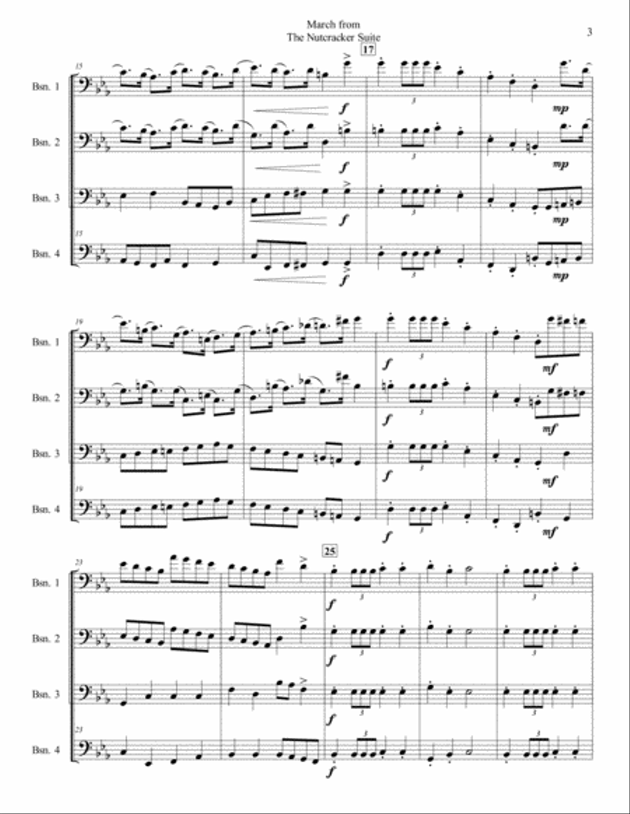 March from the Nutcracker Suite for Bassoon Quartet Woodwind Quartet scores gallery preview page 3