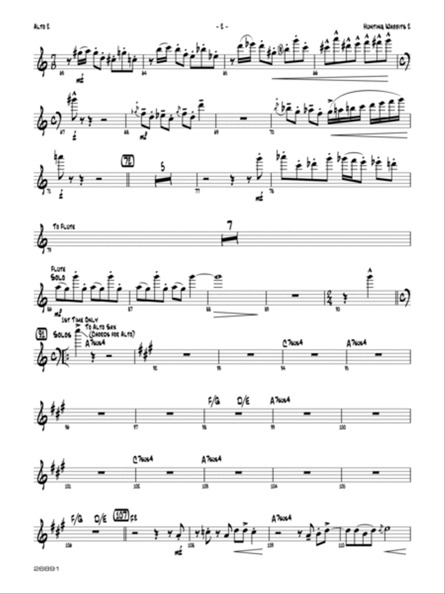 Hunting Wabbits 2 (A Bad Hare Day): 2nd E-flat Alto Saxophone Jazz Ensemble scores gallery preview page 2