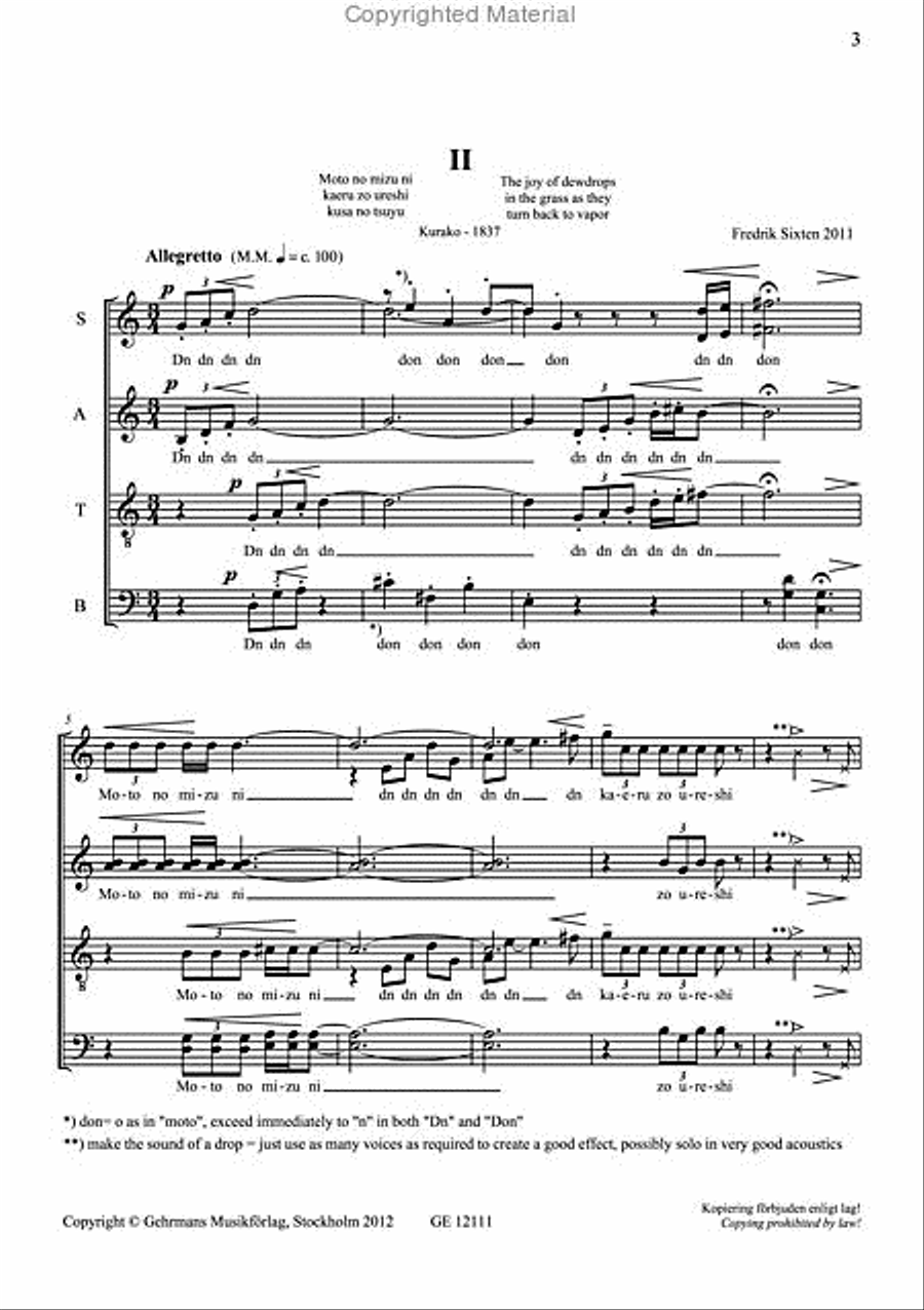 Three Haiku Poems 4-Part scores gallery preview page 3