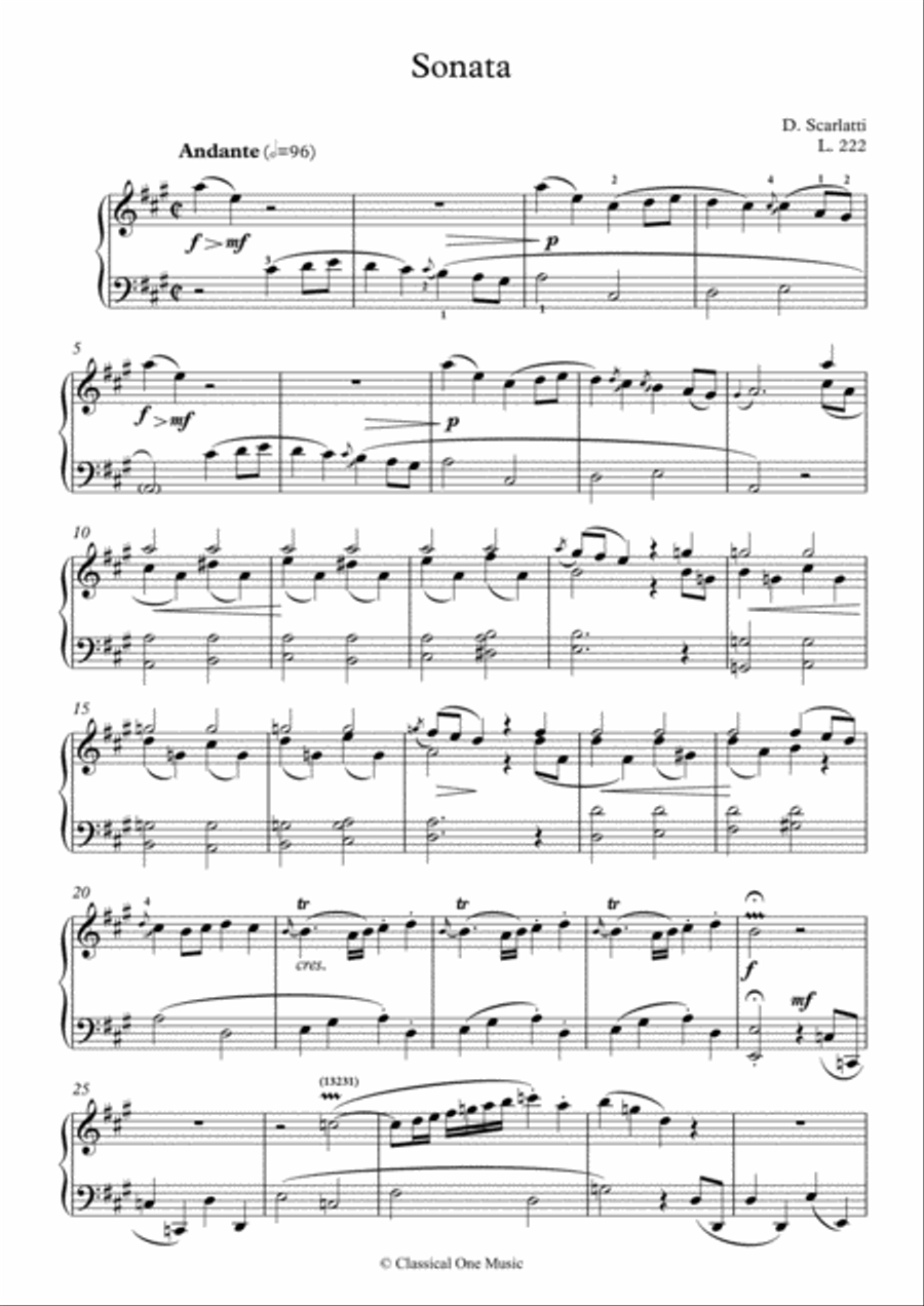 Scarlatti-Sonata in A-Major L.222 K.404(piano) Piano Solo scores gallery preview page 2