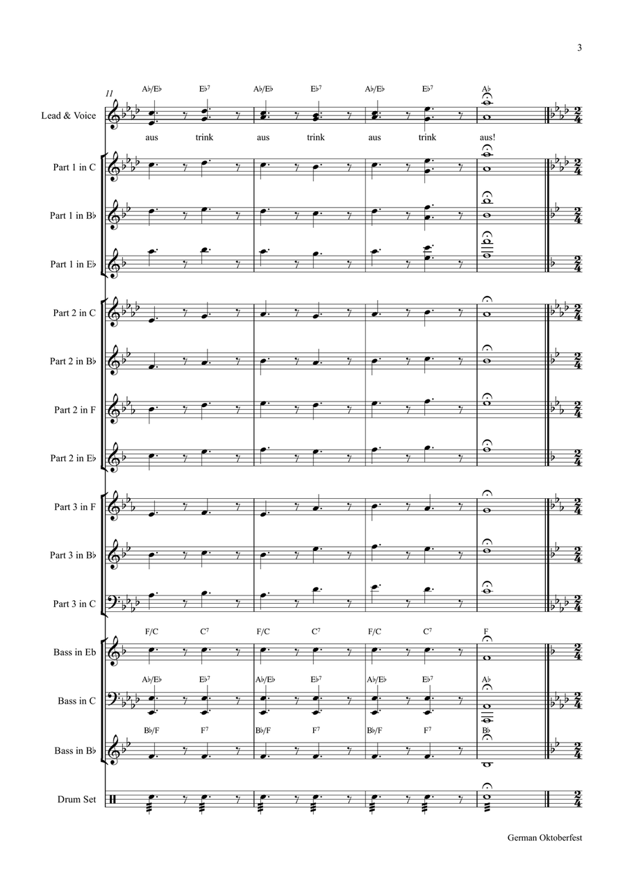 German Octoberfest - 10 Famous German Songs - Multiplay Concert Band scores gallery preview page 3