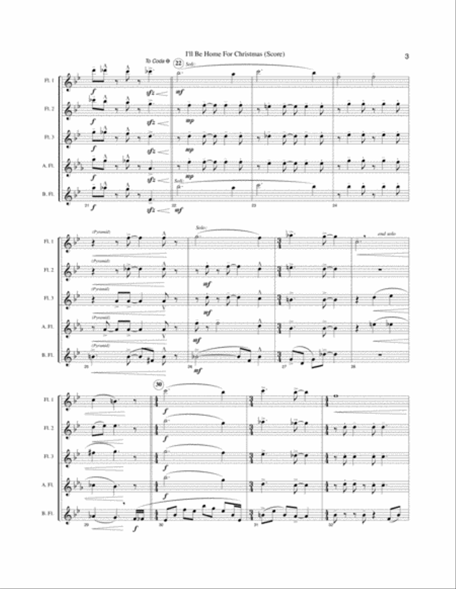 I'll Be Home For Christmas Woodwind Quintet scores gallery preview page 4