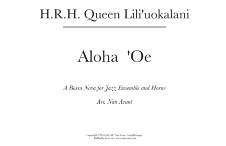 Aloha 'Oe for Jazz Ensemble and Horns, a bossa nova. Jazz Ensemble scores gallery preview page 2