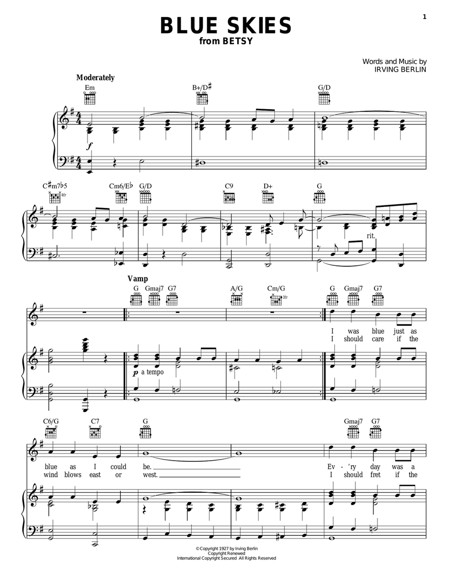 Blue Skies Acoustic Guitar scores gallery preview page 1