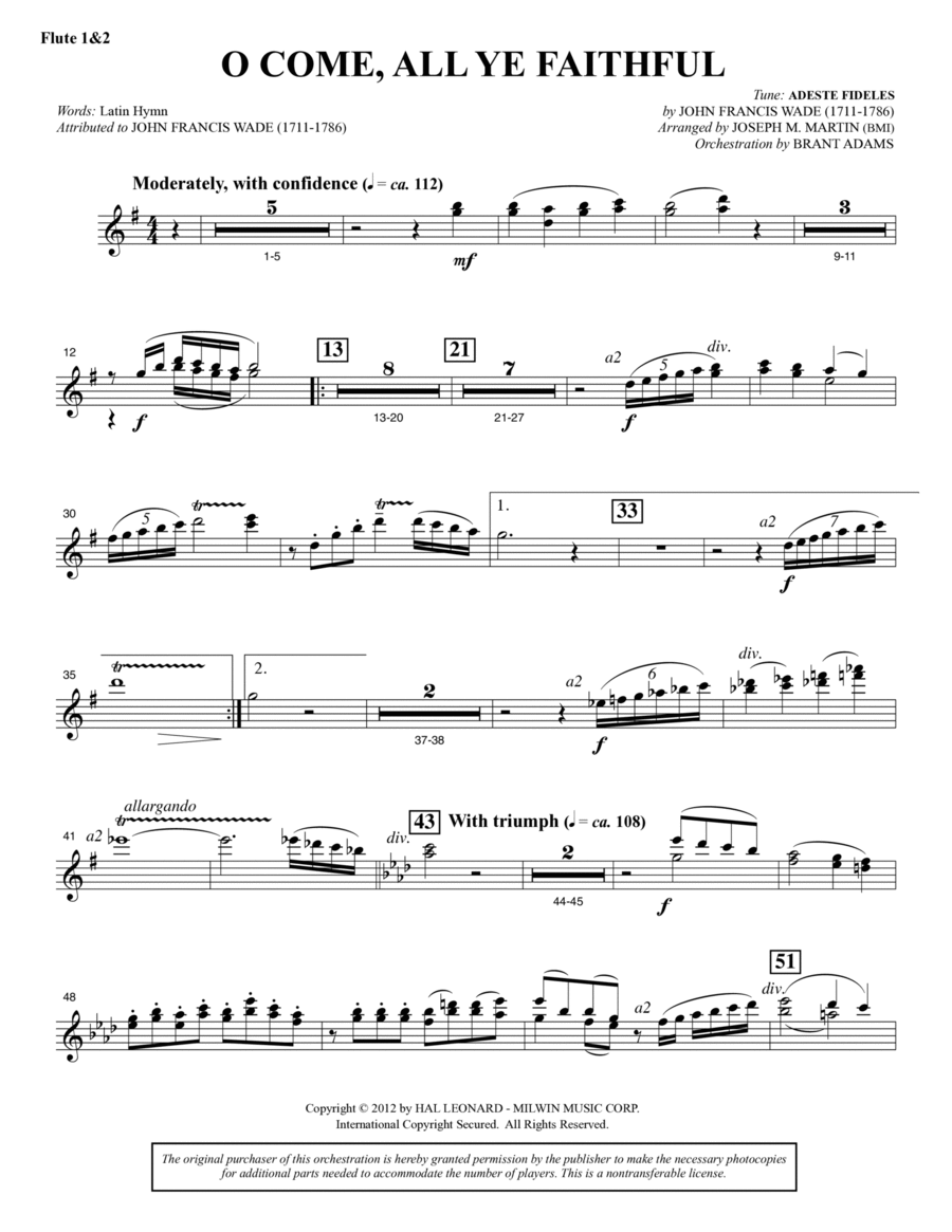 O Come, All Ye Faithful (from Carols For Choir And Congregation) - Flute 1 & 2 Choir scores gallery preview page 1