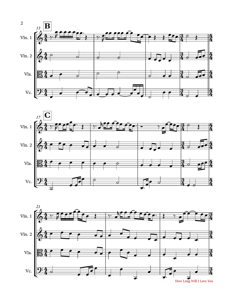 How Long Will I Love You Small Ensemble scores gallery preview page 2