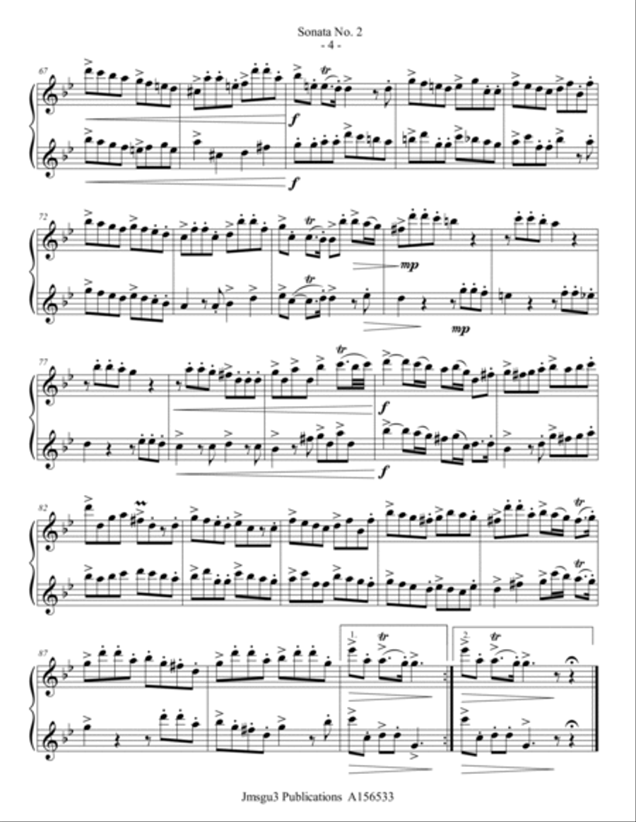 Loeillet: Sonata No. 2 for Oboe d’Amore Duo Woodwind Duet scores gallery preview page 4