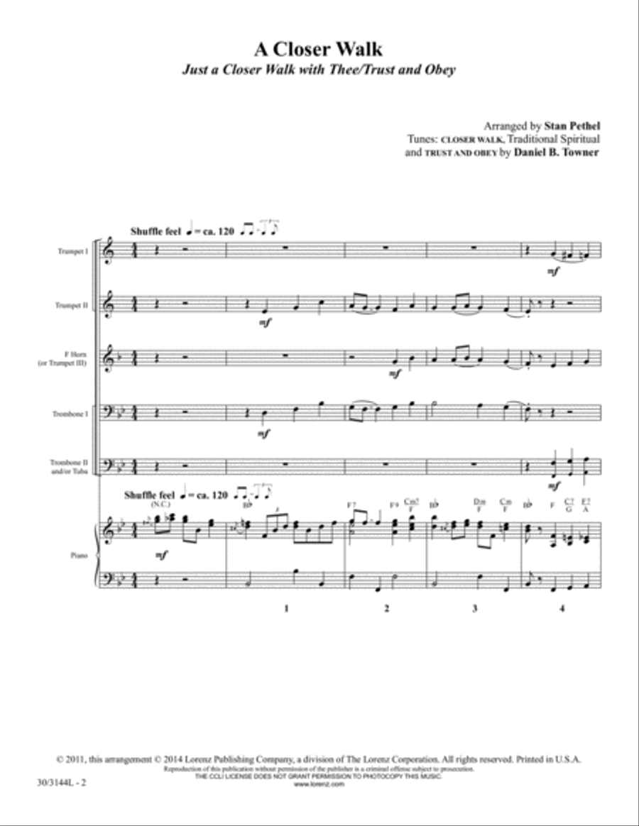 A Closer Walk Brass Ensemble scores gallery preview page 2