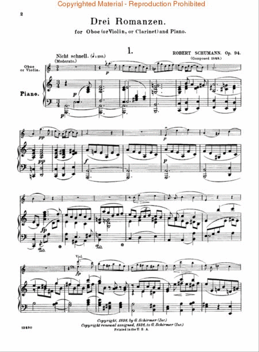 Three Romances, Op. 94 - Oboe/Violin/Clarinet Clarinet scores gallery preview page 4