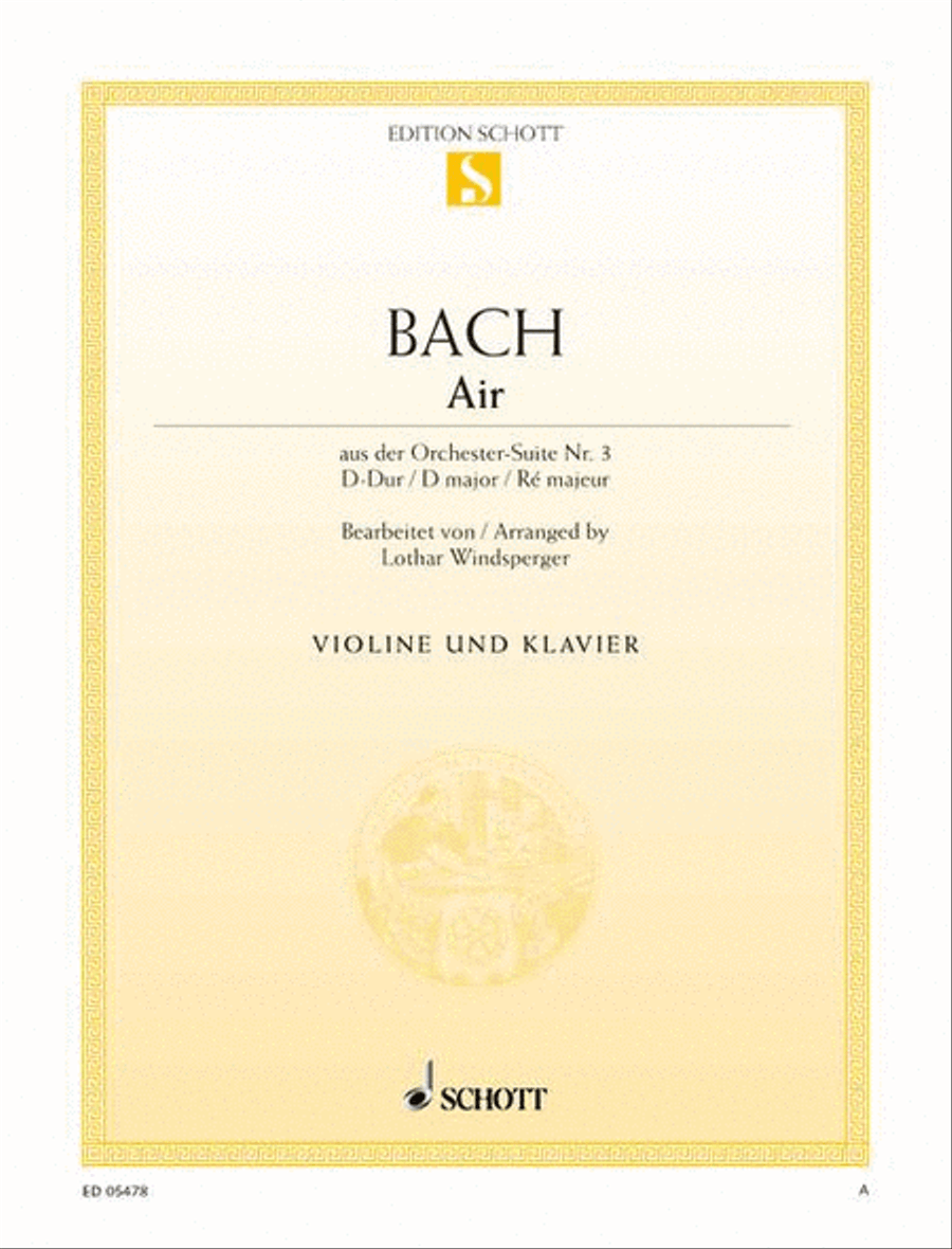 Air from the Orchestral Suite No. 3 in D, BWV 1068 Violin Solo scores gallery preview page 1