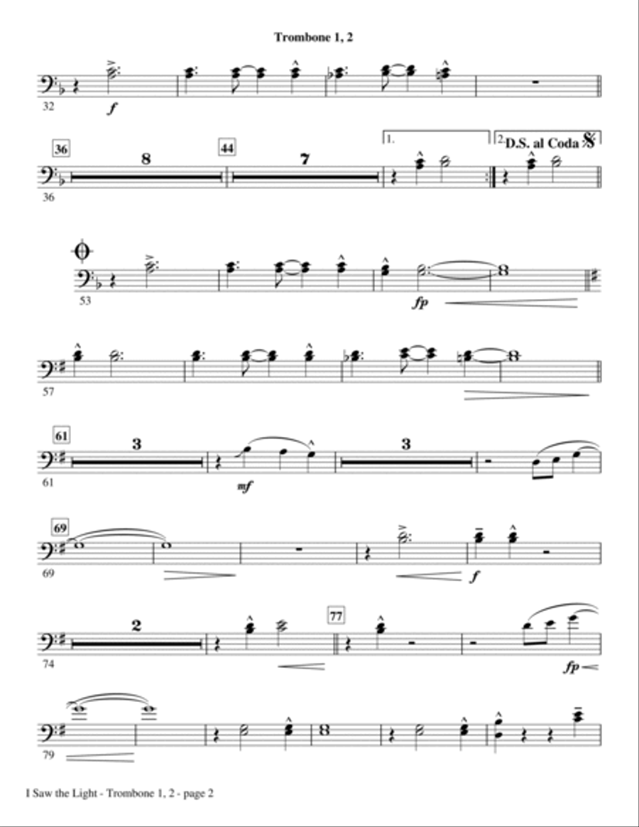 I Saw The Light - Trombone 1,2 Choir scores gallery preview page 2