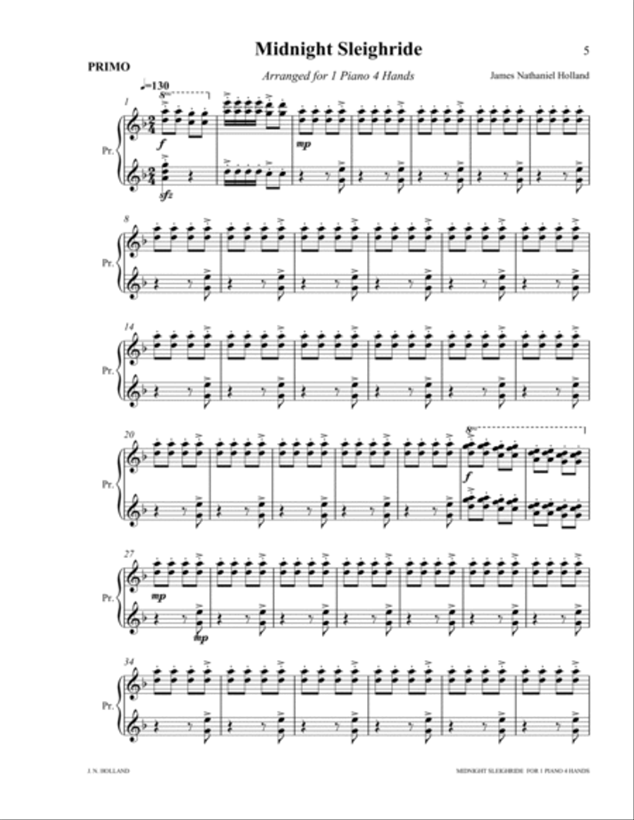 Midnight Sleigh Ride for 1 Piano 4 Hands Midnight Sleigh Ride for 1 Piano 4 Hands 1 Piano, 4-Hands scores gallery preview page 5