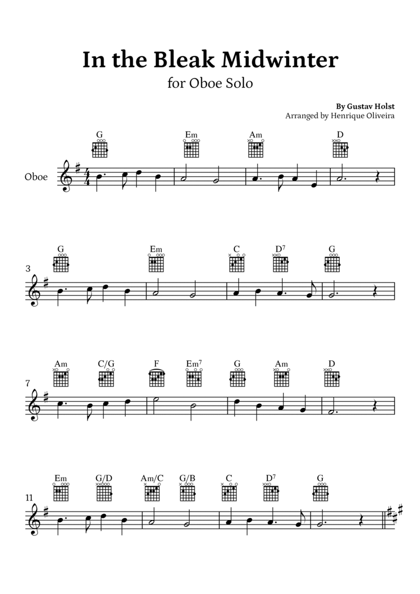 In the Bleak Midwinter (Oboe Solo) - Beginner Level image number null