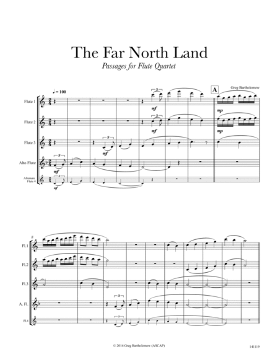 The Far North Land: Passages for Flute Quartet Flute Quartet scores gallery preview page 2