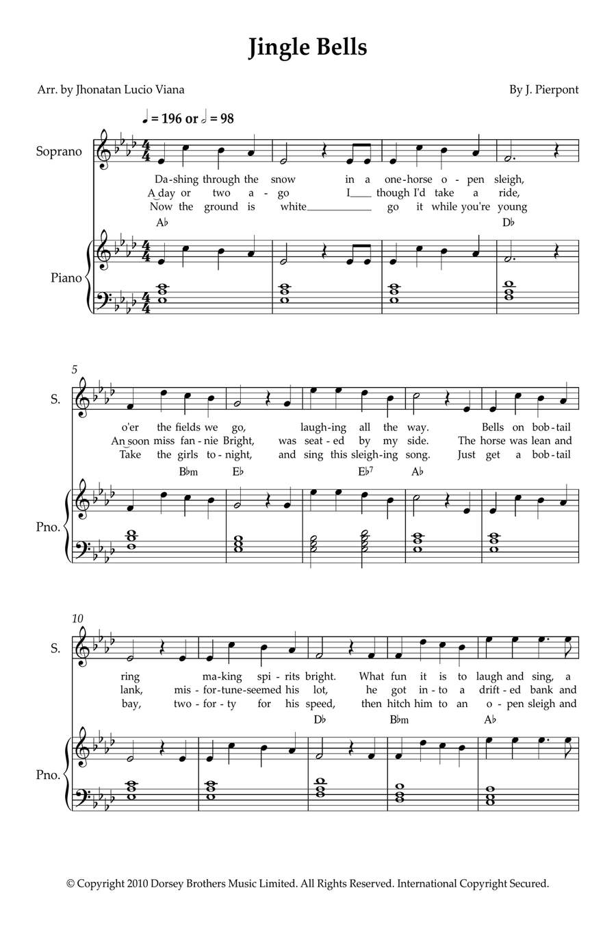 Jingle Bells Soprano Voice scores gallery preview page 1