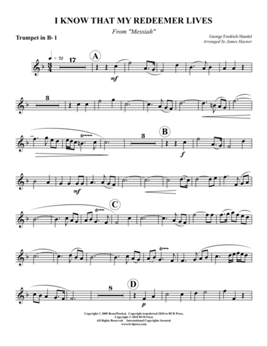 I Know That My Redeemer Lives Brass Quintet scores gallery preview page 6