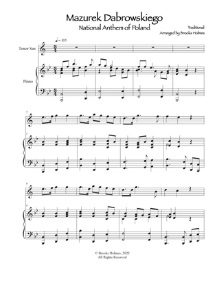Polish National Anthem - Mazurek Dabrowskiego (Tenor Sax & Piano) Poland