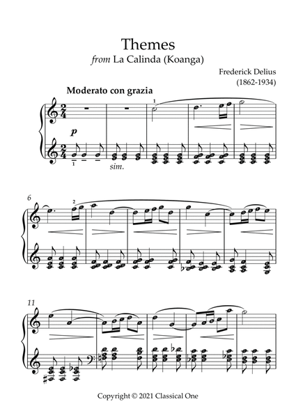 Delius - Themes from La Calinda(With Note name)