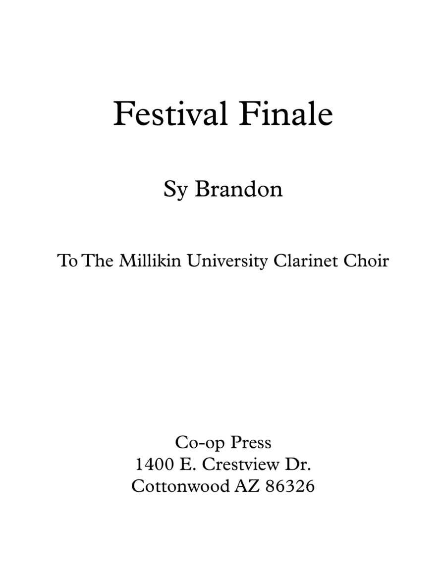 Festival Finale for Clarinet Choir image number null