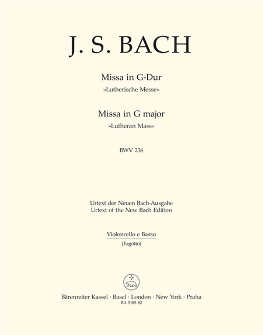 Mass in G major BWV 236 'Lutheran Mass 4' Bassoon scores gallery preview page 1