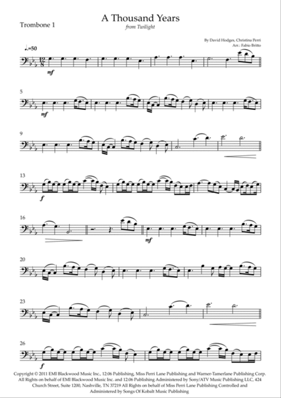 A Thousand Years Trombone Trio scores gallery preview page 6
